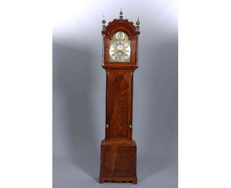 RICHARD ROUGHSEDGE, TWICKENHAM, A GEORGE III MAHOGANY EIGHT DAY LONGCASE CLOCK, the brass and silvered 12-inch dial with stri