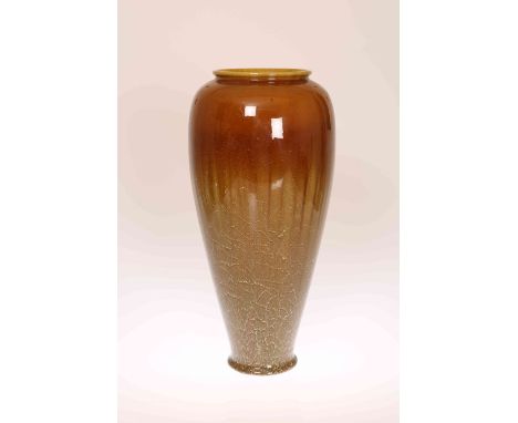 LINTHORPE POTTERY, NO. 492A LARGE SHOULDERED OVOID VASE, with marbled brown glaze with white highlights, impressed Henry Toot