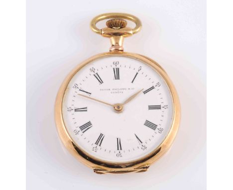 A PATEK PHILIPPE & CO 18 CARAT GOLD OPEN FACE POCKET WATCH, the white enamel dial with Roman and Arabic numerals, no. 238024.