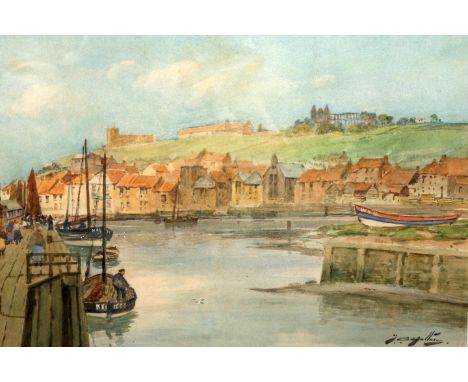 THOMAS SWIFT HUTTON (1875-1935), WHITBY, signed lower right, watercolour, framed. 24cm by 36cm
