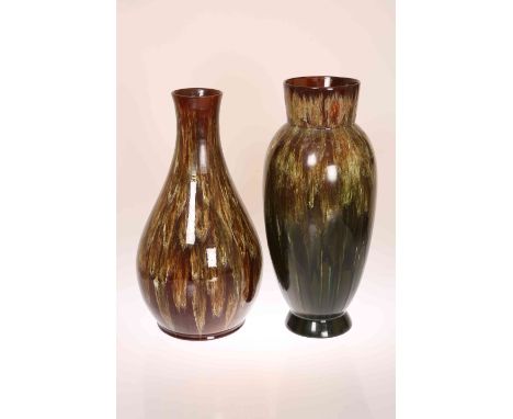 LINTHORPE POTTERY, NOS. 168 AND 181TWO LARGE VASES, each with streaky green and brown glaze, no.181 designed by Christopher D