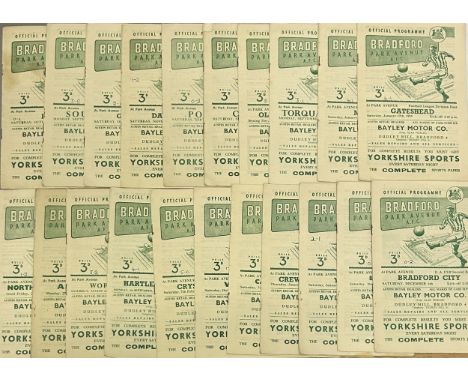X21 BRADFORD PARK AVENUE 1958/59 FOOTBALL PROGRAMMES, BRADFORD CITY 6/12, EXETER 21/3, YORK CITY 3/1, CREWE ALEXANDRA 1/1, CA