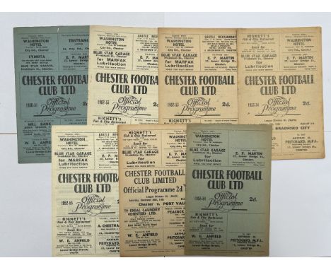 CHESTER FC EARLY 1950S HOME FOOTBALL PROGRAMMES, X7 ISSUES, WREXHAM 15/4/1953, STOCKPORT 20/12/52, BRADFORD CITY 17/10/53, PO