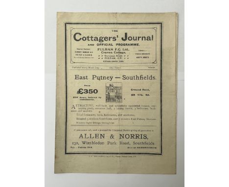 FULHAM VERSUS CHELSEA 1918/19 FOOTBALL PROGRAMME, 31/8/1918, FRIENDLY ISSUE, EXTREMELY SCARCE PROGRAMME NOT BELIEVED TO EXIST