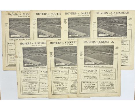 X7 DONCASTER ROVERS 1949/50 FOOTBALL PROGRAMMES, HOME ISSUES, MANSFIELD 15/4/1950, SOUTHPORT 31/12/1949, DARLINGTON 8/9/1949,