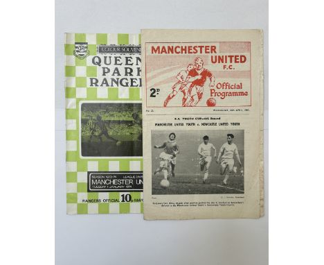 X2 MANCHESTER UNITED FOOTBALL PROGRAMMES, GEORGE BEST FIRST AND LAST GAMES FOR UNITED, MANCHESTER UNITED YOUTH VERSUS NEWCAST