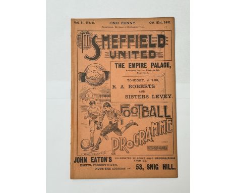 CELTIC AWAY AT SHEFFIELD UNITED 1901/02 FOOTBALL PROGRAMME, EX BINDER ISSUE, FRIENDLY ISSUE FOR FATTY FOULKES TESTIMONIAL. GE
