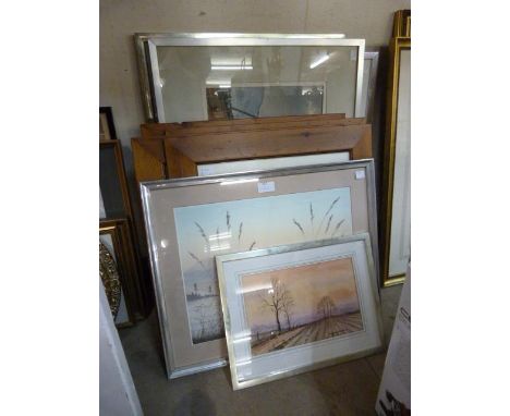 Norman Jackson, four landscapes, watercolour, set of four Tony Yates signed limited edition prints and another print 