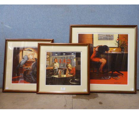 A set of three Geoffrey T. Wood prints, framed 