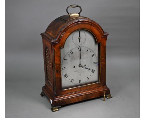 Vigne &amp; Lautier, Bath, a George III mahogany dome cased bracket clock, the 8-day movement striking the hours on a bell wi