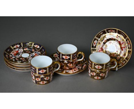 A Royal Crown Derby Imari set of six coffee cans and saucers, 1910, in fitted presentation case