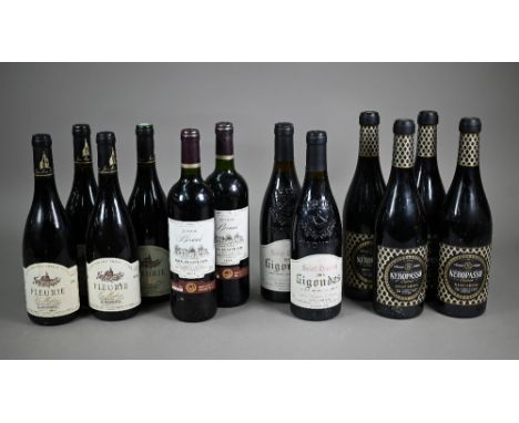 Twelve bottles of red wine - four bottles of Biscardo, Neropasso originale, Rosso Veneto, Italy, 2015; four bottles of Domain