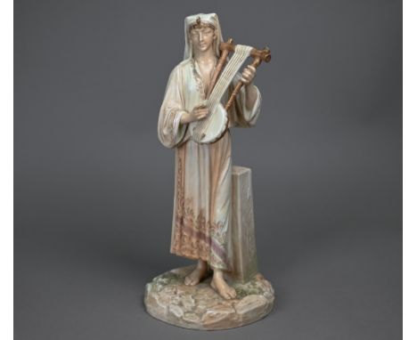 A Victorian Royal Worcester china figure, Egyptian musician, date mark for 1886, 32 cm&nbsp; 