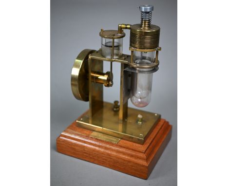 A brass model Stirling engine (made in Mexico) 28 cm high to/w a glass and aluminium Stirling engine (2)