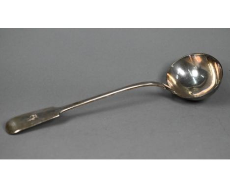 An early Victorian silver fiddle pattern soup ladle, William Eley, London 1844, 9.3oz 