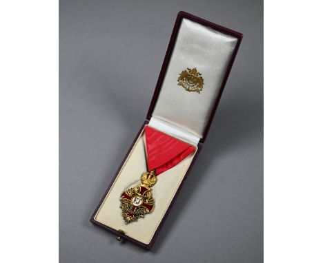 Imperial Austrian Order of Franz Joseph (1849) Knight's breast badge, in gilt bronze and enamels by C.F. Rothe, Wien, stamped