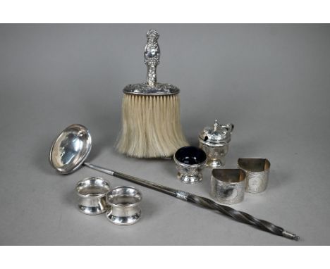 A George III silver punch ladle on whalebone stem, Josiah Snatt, London 1808, to/w a Victorian valet's clothes-brush, London 