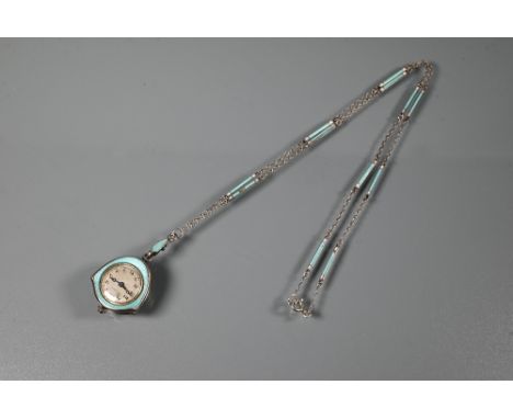 C Bucherer, a small Swiss silver and turquoise and floral enamel cased ladies fob watch, 23 mm, fitted with a conforming fine