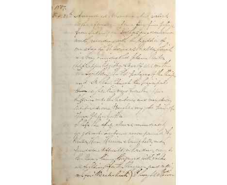 Travel. A Victorian gentleman's manuscript diary, dated October 25th - December 10th, 1857, [22]ff only, recto lacking a few 