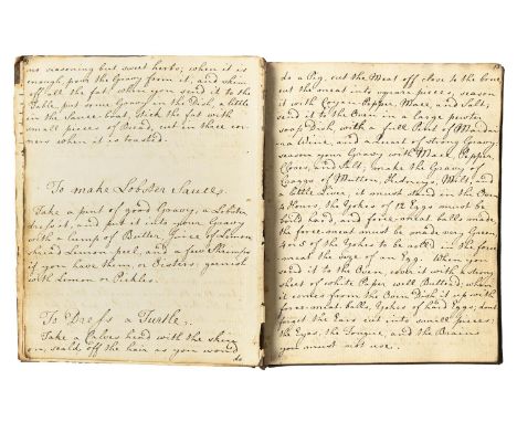 Cookery. An early 19th c lady's manuscript receipt book, *. Radcliffe, n.d. [c. 1800],&nbsp;[viii] (contents), 69pp, paginate