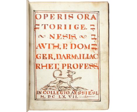 Bible and Biblical Criticism. D'Armaillac (Dom. Ger., Rhet. Profess.),&nbsp;Operis oratorii Genesis prologus.&nbsp;In Collegi