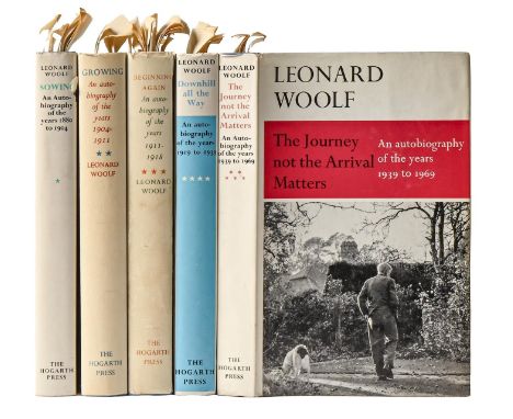 Woolf (Leonard),&nbsp;his five volume autobiography, an association copy interleaved by one of his wife Virginia's biographer