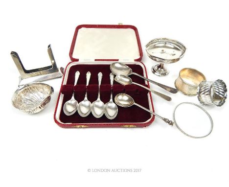 A collection of silver items, including a sterling silver card holder, Deakin & Francis Ltd, Birmingham 1921, 6 x 8.5 x 4cm, 