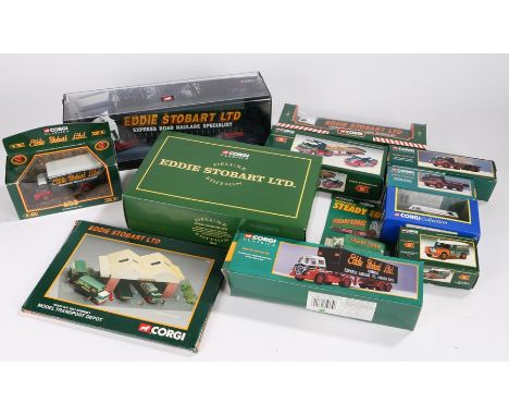 Corgi Eddie Stobart Ltd lorries and accessories, consisting of 14302 deluxe edition Foden S21 artic trailer with containers, 