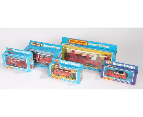 Matchbox Superkings K-39, K-110, K-9, K-67 and K-64 fire engines and response vehicles (5)