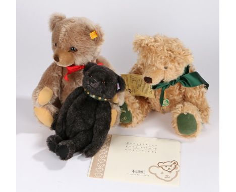 Two Steiff teddy bears, Jack the rare black alpaca bear and Brummbar bear together with a Hermann bear "Max and Fox" numbered