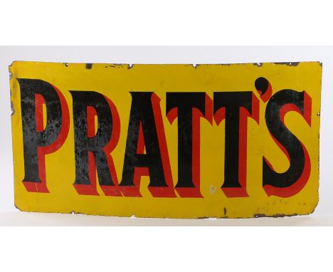 Pratt's enamel sign, with black &amp; red lettering on a yellow background, 152cm x 76cm