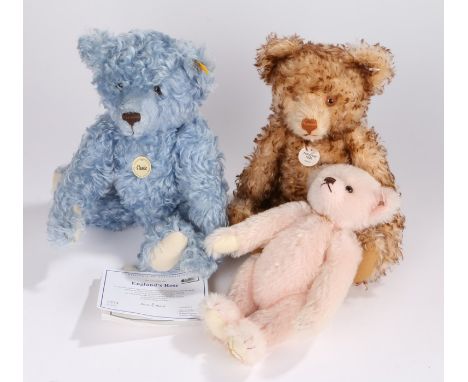 Three Steiff teddy bears, to include England's Rose limited edition numbered 2934/5000, 1926 replica brown bear and classic b