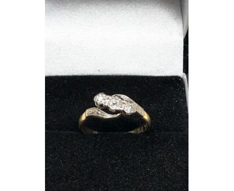 18ct Gold &amp; Platinum Vintage Diamond Ring (2.7g)