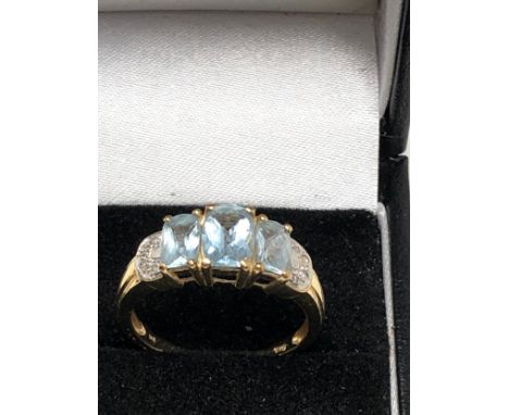 9ct Gold Topaz &amp; Diamond Dress Ring (3.1g)