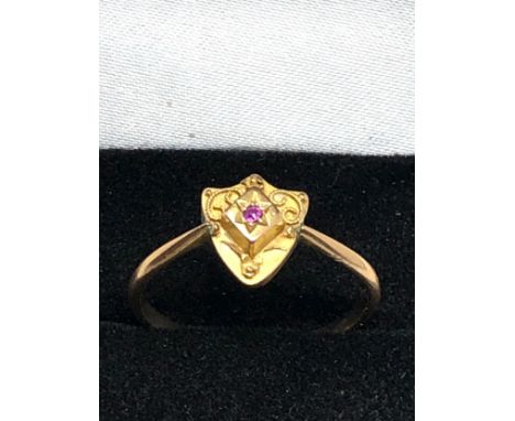 18ct Gold &amp; 9ct Gold Band Ruby Ring (1.9g)