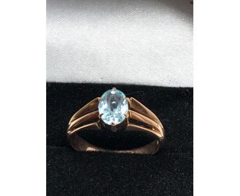 9ct Gold blue Stone Set Ring (3.3g)