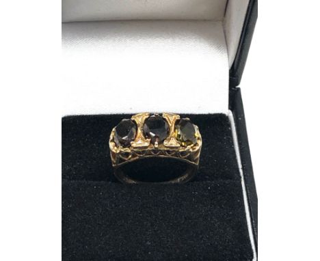 9ct Gold Smokey Quartz &amp; Citrine Ring (3.8g)