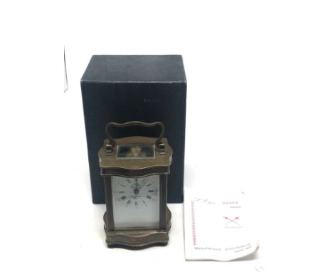 large french  serpentine L.Epee carriage clock boxed &amp; booklet full winds and does not ticks  with key 