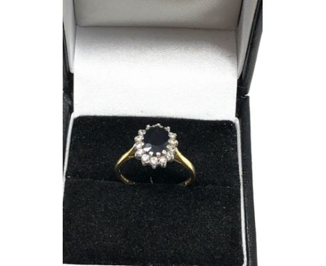 18ct Gold Vintage Sapphire &amp; Diamond  Ring (3.5g)
