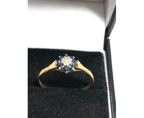 9ct Gold Vintage Diamond &amp; Sapphire Ring (1.5g)