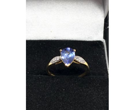 9ct Gold Tanzanite &amp; White Sapphire  Ring (1.5g)