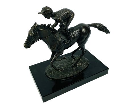 David Cornell, Champion Finish a bronze horse and jockey sculpture of Lester Piggott riding Nijinsky, signed to the base Davi