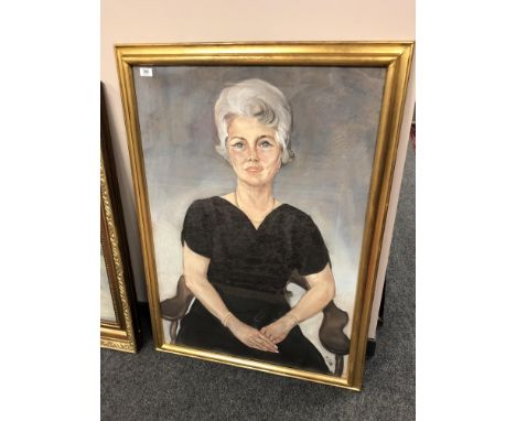 A. Stob : Portrait of a seated lady, oil-on-canvas, in gilt frame, 98cm by 67cm.