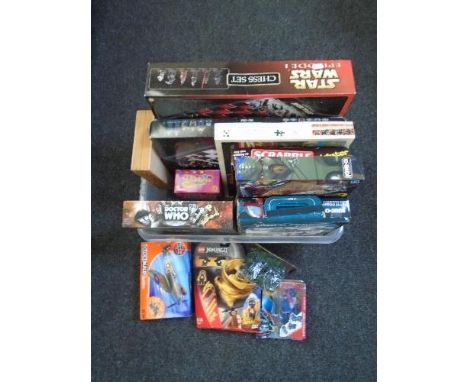 A box of games, Star Wars chess set, scrabble etc.