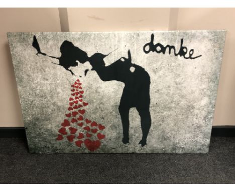 A canvas print after Banksy : Love Sick, 120cm by 80cm.