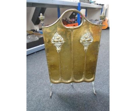 A brass art nouveau fire screen 