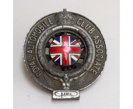 Royal Automobile Club Associate Car Badge no.R23113 8cmD