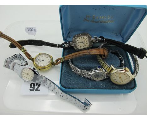 A Small Selection of Vintage Ladies Wristwatches, including Smiths Empire, Timex cocktail style watch, another Timex wristwat