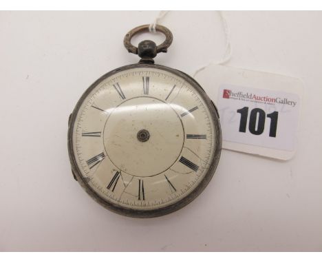 A Hallmarked Silver Cased Openface Pocketwatch, the dial with black Roman numerals and seconds subsidiary dial (lacking hands