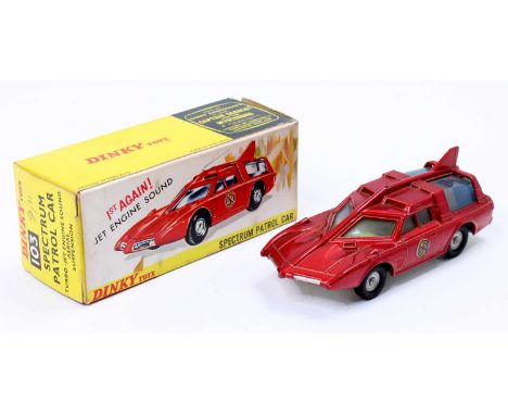 Dinky Toys No. 103 Spectrum Patrol Car, comprising red metallic body with yellow interior and detailed cast hubs, in the orig